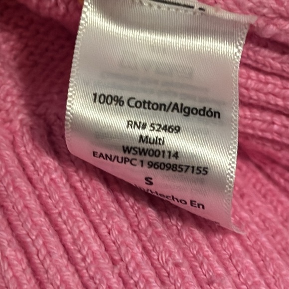 Free Assembly pink yellow stripes ribbed turtleneck I cotton sweater Sz S - Picture 9 of 9